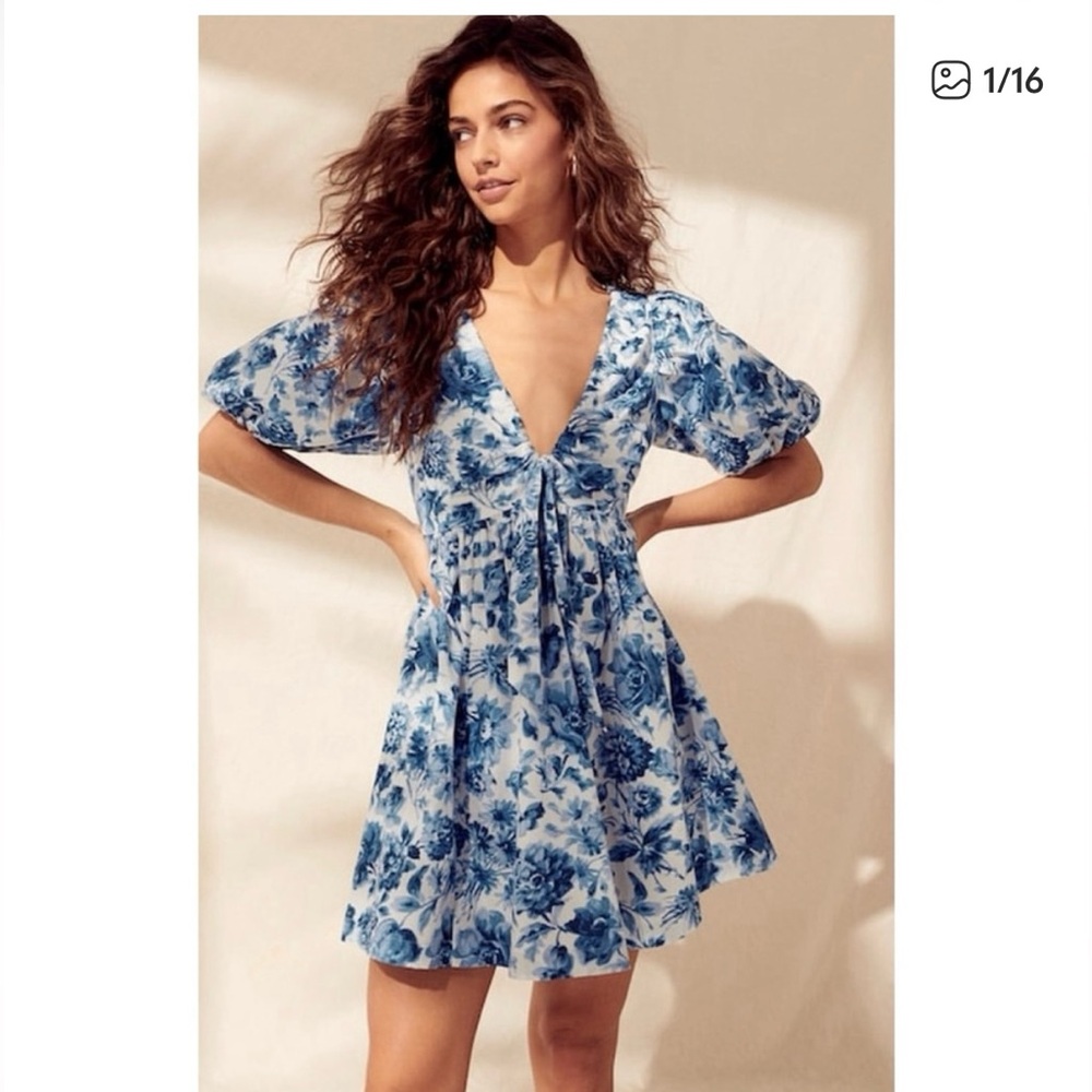 Abercrombie Floral Blue and White Dress